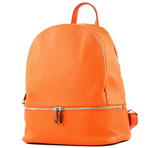 modamoda de - T137 Leder - ital Damen Rucksack Leder oder Nappaleder, Farbe:T137Leder-Orange von modamoda de