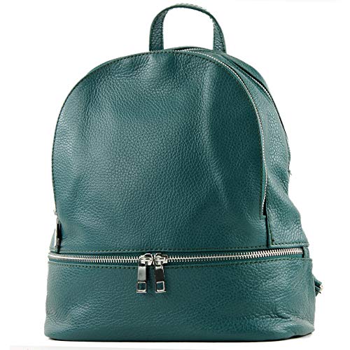 modamoda de - T137 Leder - ital Damen Rucksack Leder oder Nappaleder, Farbe:T137Leder-Petrol von modamoda de