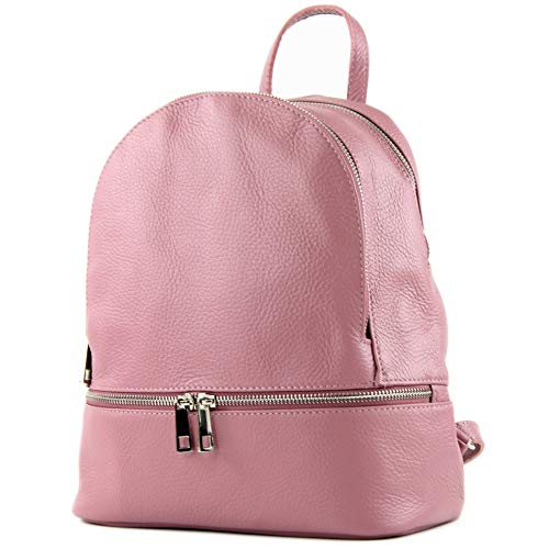 modamoda de - T137 Leder - ital Damen Rucksack Leder oder Nappaleder, Farbe:T137Leder-Altrosa von modamoda de