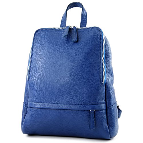 modamoda de T138 Damen Leder Rucksack Handtasche handmade in Italy, Farbe:Blau2021 von modamoda de