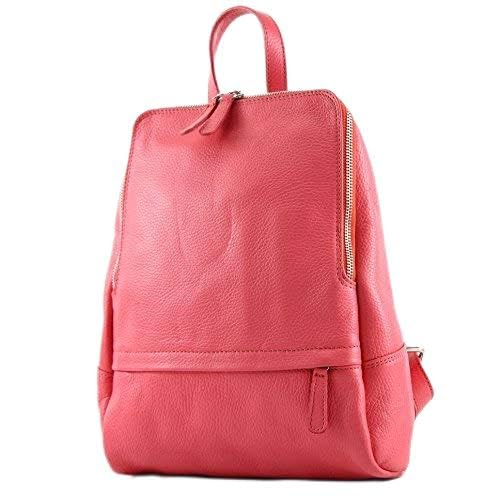 modamoda de T138 Damen Leder Rucksack Handtasche handmade in Italy, Farbe:Bubble Gum von modamoda de