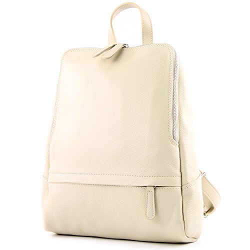 modamoda de T138 Damen Leder Rucksack Handtasche handmade in Italy, Farbe:Creme2021 von modamoda de