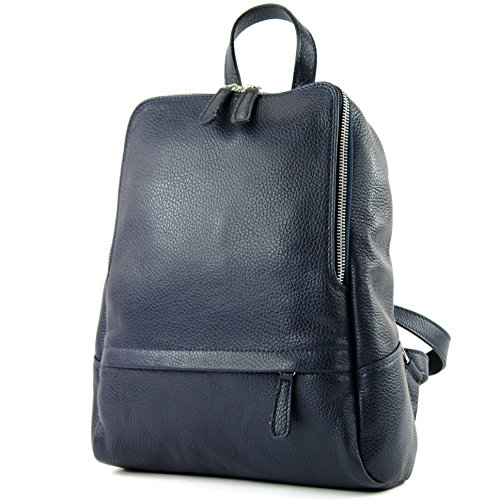 modamoda de T138 Damen Leder Rucksack Handtasche handmade in Italy, Farbe:Dunkelblau2021 von modamoda de