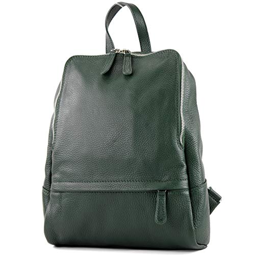 modamoda de T138 Damen Leder Rucksack Handtasche handmade in Italy, Farbe:Flaschengrün von modamoda de