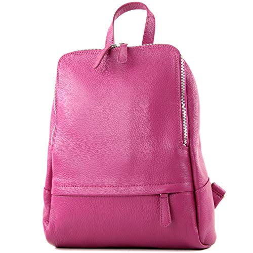 modamoda de T138 Damen Leder Rucksack Handtasche handmade in Italy, Farbe:Magenta von modamoda de