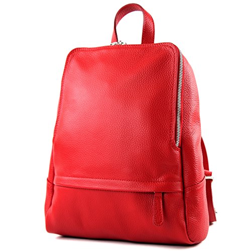 modamoda de T138 Damen Leder Rucksack Handtasche handmade in Italy, Farbe:Rot2021 von modamoda de