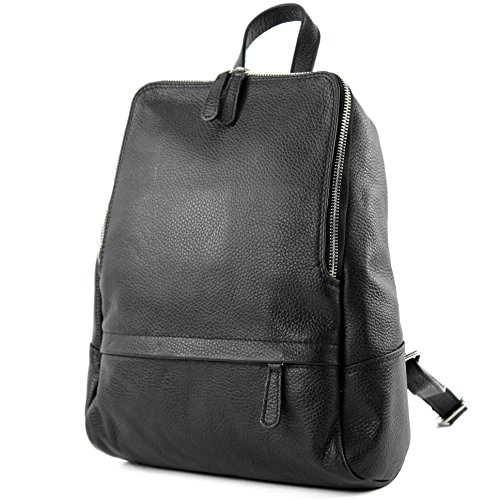 modamoda de T138 Damen Leder Rucksack Handtasche handmade in Italy, Farbe:Schwarz2021 von modamoda de