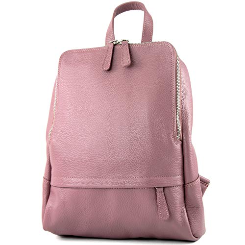 modamoda de - T138 - ital Damen Rucksacktasche aus Leder, Farbe:Altrosa von modamoda de