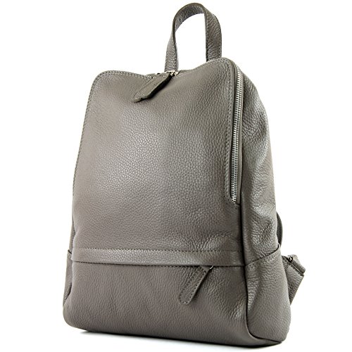 modamoda de - T138 - ital Damen Rucksacktasche aus Leder, Farbe:Beigegrau2021 von modamoda de