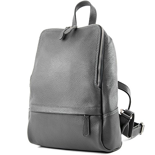 modamoda de - T138 - ital Damen Rucksacktasche aus Leder, Farbe:Dunkelgrau2021 von modamoda de