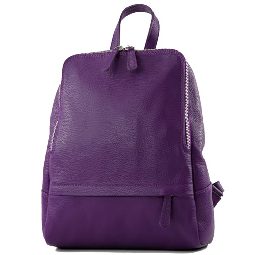 modamoda de - T138 - ital Damen Rucksacktasche aus Leder, Farbe:Purple von modamoda de