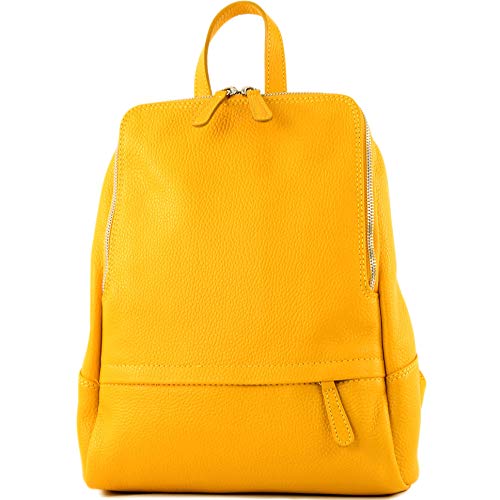 modamoda de - T138 - ital Damen Rucksacktasche aus Leder, Farbe:Sonnengelb von modamoda de