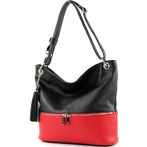 modamoda de - T143 - ital. Leder Schultertasche Umhängetasche, Farbe:Schwarz/Rot2021 modamoda de - T143 - ital. Leder Schultertasche Umhängetasche, Farbe:Schwarz/Rot2021 von modamoda de