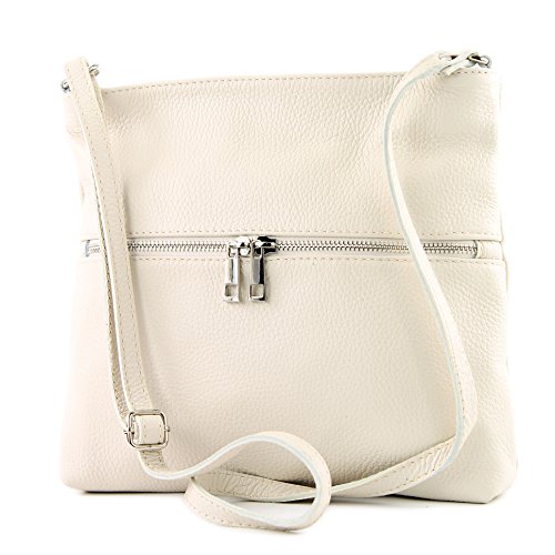 modamoda de T144 Damen Leder Umhängetasche Schultertasche Messenger bag handmade in Italy, Farbe:Creme2021 von modamoda de