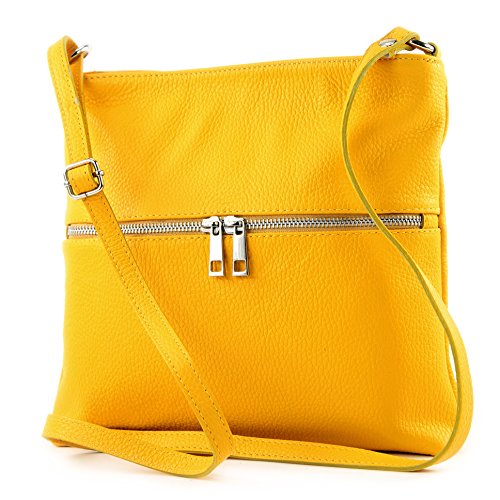 modamoda de T144 Damen Leder Umhängetasche Schultertasche Messenger bag handmade in Italy, Farbe:Gelb2021 von modamoda de