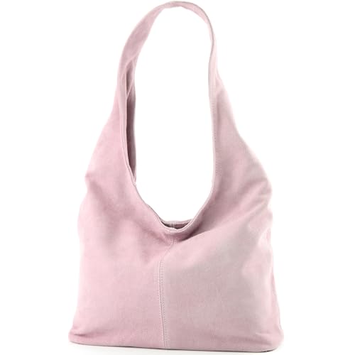 modamoda de T150 Damen Schultertasche Shopper Large aus Wildleder handmade in Italy, Farbe:Rosabeige2021 von modamoda de
