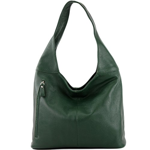 modamoda de T155 Damen Leder Shopper Schultertasche Large handmade in Italy, Farbe:Flaschengrün von modamoda de