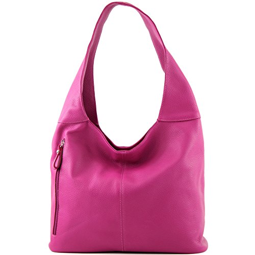 modamoda de T155 Damen Leder Shopper Schultertasche Large handmade in Italy, Farbe:Pink von modamoda de