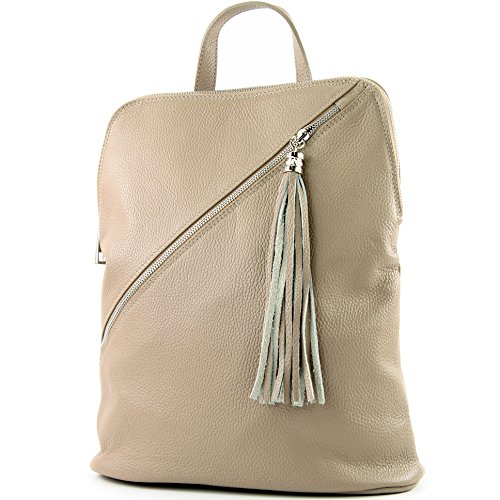 modamoda de T161 Damen Leder Rucksack Handtasche handmade in Italy, Farbe:Beige2021 von modamoda de