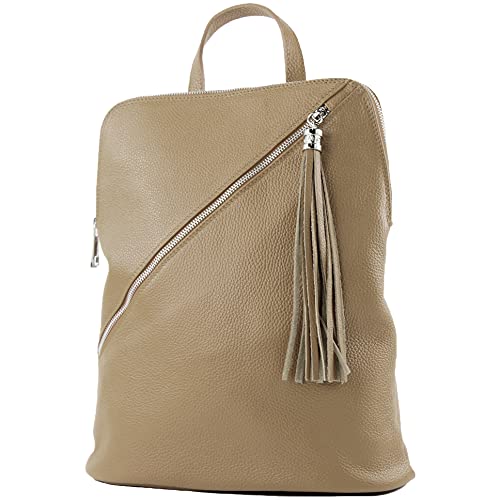 modamoda de T161 Damen Leder Rucksack Handtasche handmade in Italy, Farbe:Dunkeltaupe von modamoda de