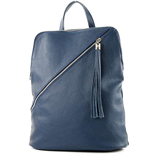 modamoda de T161 Damen Leder Rucksack Handtasche handmade in Italy, Farbe:T161 Saphirblau von modamoda de
