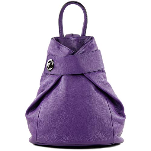 modamoda de - T179 - ital: Damen Rucksack Tasche aus Leder, Farbe:Purple von modamoda de