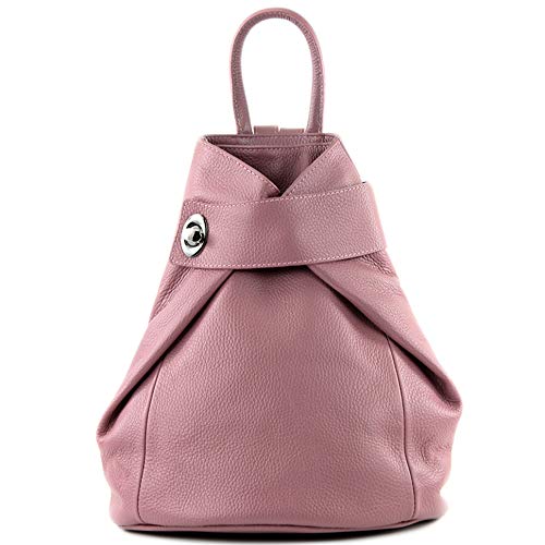 modamoda de - T179 - ital: Damen Rucksack Tasche aus Leder, Farbe:Altrosa von modamoda de