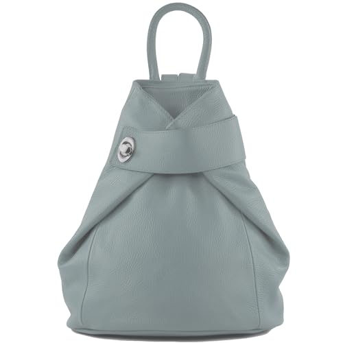 modamoda de - T179 - ital: Damen Rucksack Tasche aus Leder, Farbe:Eisblau von modamoda de