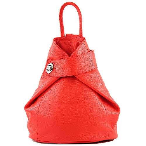 modamoda de - T179 - ital: Damen Rucksack Tasche aus Leder, Farbe:Hellrot von modamoda de