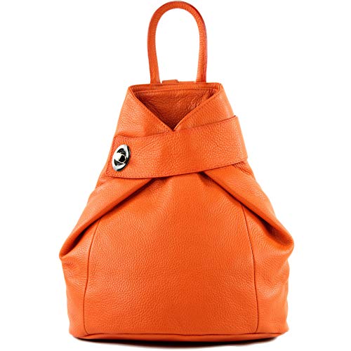 modamoda de - T179 - ital: Damen Rucksack Tasche aus Leder, Farbe:Orange von modamoda de