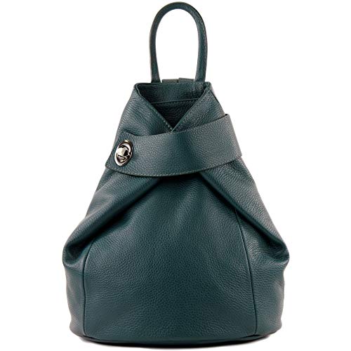 modamoda de - T179 - ital: Damen Rucksack Tasche aus Leder, Farbe:Petrol von modamoda de