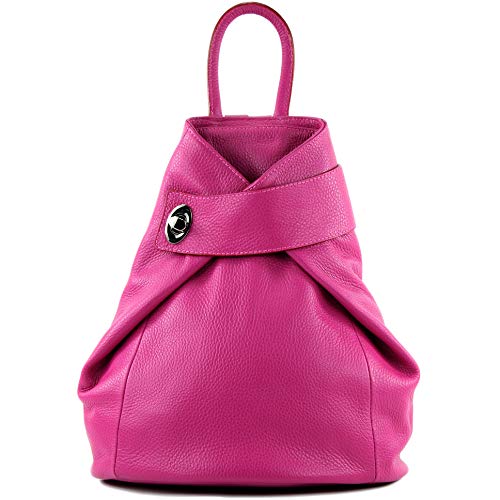 modamoda de - T179 - ital: Damen Rucksack Tasche aus Leder, Farbe:Pink von modamoda de