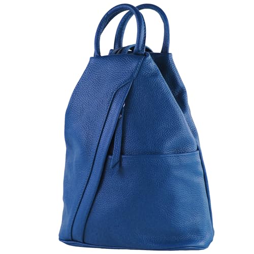 modamoda de - T180 - Damen Rucksack Tasche aus ital. Leder, Farbe:Blau von modamoda de