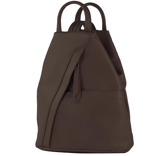 modamoda de - T180 - Damen Rucksack Tasche aus ital. Leder, Farbe:Dark Chocolate von modamoda de