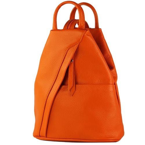 modamoda de - T180 - Damen Rucksack Tasche aus ital. Leder, Farbe:Orange von modamoda de