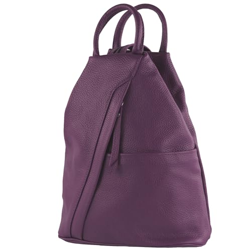 modamoda de - T180 - Damen Rucksack Tasche aus ital. Leder, Farbe:Purple von modamoda de