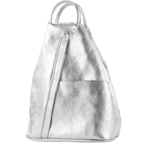 modamoda de - T180 - Damen Rucksack Tasche aus ital. Leder, Farbe:Silber-Metallic modamoda de - T180 - Damen Rucksack Tasche aus ital. Leder, Farbe:Silber-Metallic von modamoda de