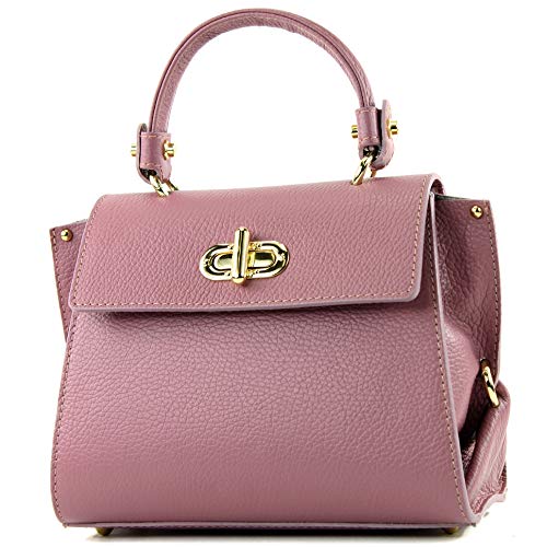 modamoda de - T182 - ital. Damen Henkeltasche Klein Leder, Farbe:Altrosa von modamoda de