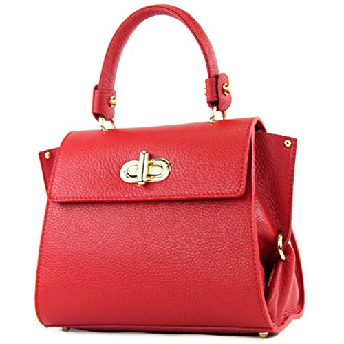 modamoda de - T182 - ital. Damen Henkeltasche Klein Leder, Farbe:Rot von modamoda de