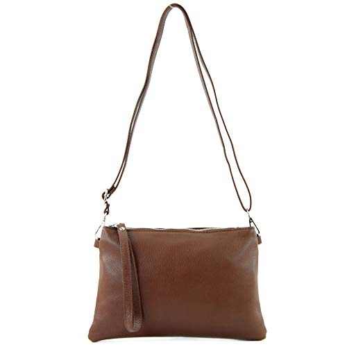 modamoda de T186 Damen Leder Clutch Umhängetasche Abendtasche handmade in Italy, Farbe:Schokoladenbraun von modamoda de
