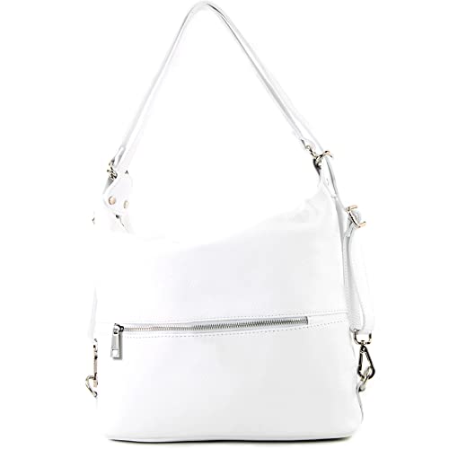 modamoda de T189 Damen Leder Rucksack Damentasche 2in1 handmade in Italy, Farbe:Weiß von modamoda de
