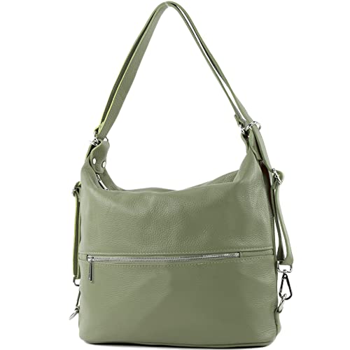 modamoda de T189 Damen Leder Rucksack Damentasche 2in1 handmade in Italy, Farbe:Olive modamoda de T189 Damen Leder Rucksack Damentasche 2in1 handmade in Italy, Farbe:Olive von modamoda de