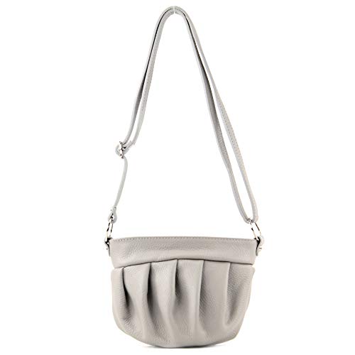 modamoda de T191 Damen Leder Umhängetasche Schultertasche Klein handmade in Italy, Farbe:Telegrau von modamoda de