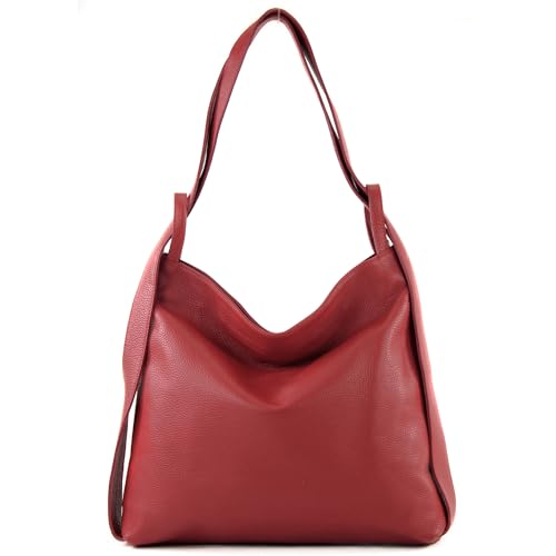 modamoda de T192 Damen Leder Rucksack Schultertasche 2in1 handmade in Italy, Farbe:Rubinrot modamoda de T192 Damen Leder Rucksack Schultertasche 2in1 handmade in Italy, Farbe:Rubinrot von modamoda de