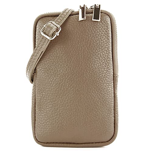 modamoda de T197 Damen Leder Handytasche 6,7 Zoll Umhängetasche handmade in Italy, Farbe:Beigegrau modamoda de T197 Damen Leder Handytasche 6,7 Zoll Umhängetasche handmade in Italy, Farbe:Beigegrau von modamoda de