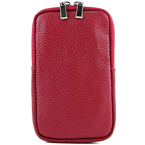 modamoda de - T197 - ital. Leder Umhängetasche Handytasche Klein, Farbe:Kirschrot von modamoda de