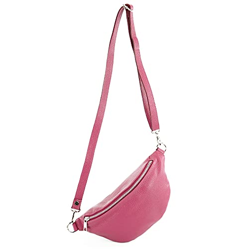 modamoda de T211 Damen Leder Bauchtasche Brusttasche Hüfttasche handmade in Italy, Farbe:Beere von modamoda de