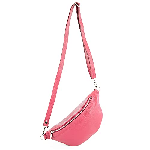 modamoda de T211 Damen Leder Bauchtasche Brusttasche Hüfttasche handmade in Italy, Farbe:Bubble Gum von modamoda de