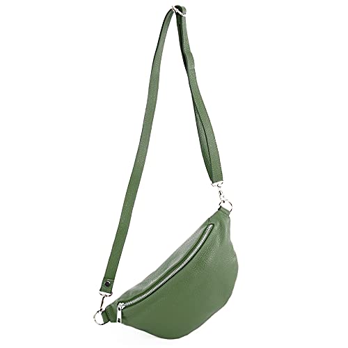 modamoda de T211 Damen Leder Bauchtasche Brusttasche Hüfttasche handmade in Italy, Farbe:Flaschengrün von modamoda de