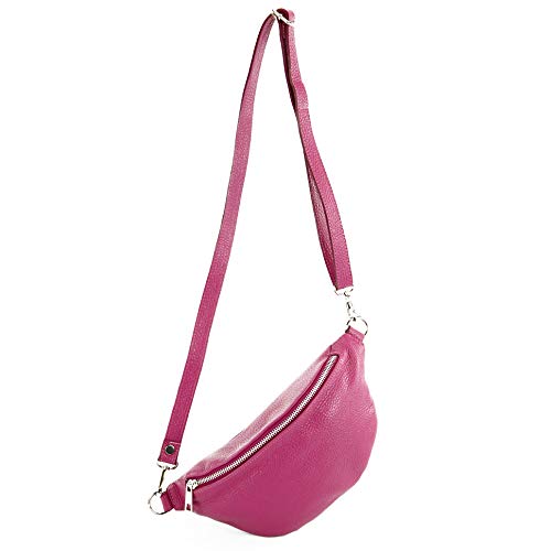 modamoda de T211 Damen Leder Bauchtasche Brusttasche Hüfttasche handmade in Italy, Farbe:Pink von modamoda de
